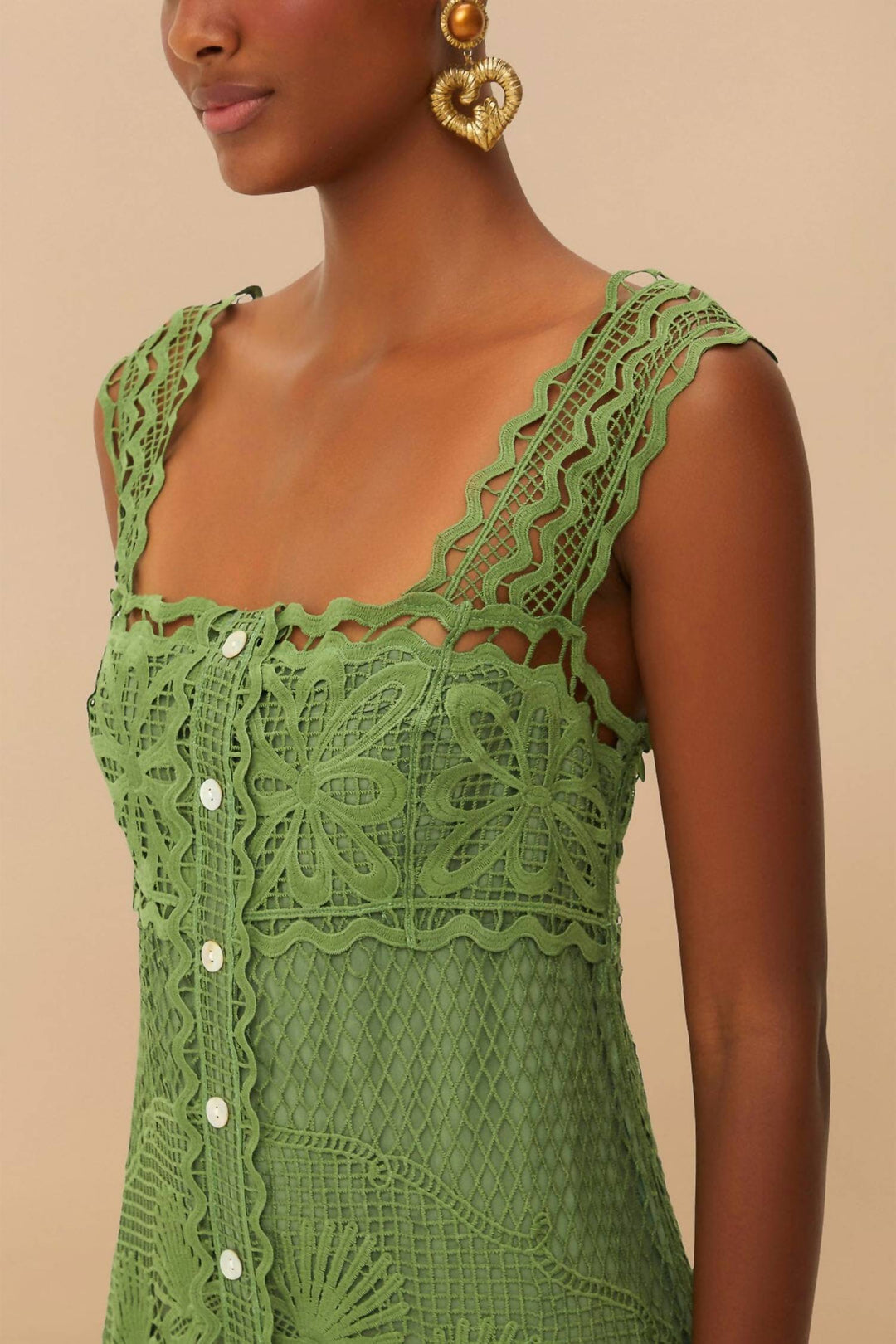 FARM RIO Nautical Guipire Maxi Dress In Green | ShopSimon FARM RIO Nautical Guipire Maxi Dress In Green | ShopSimon
