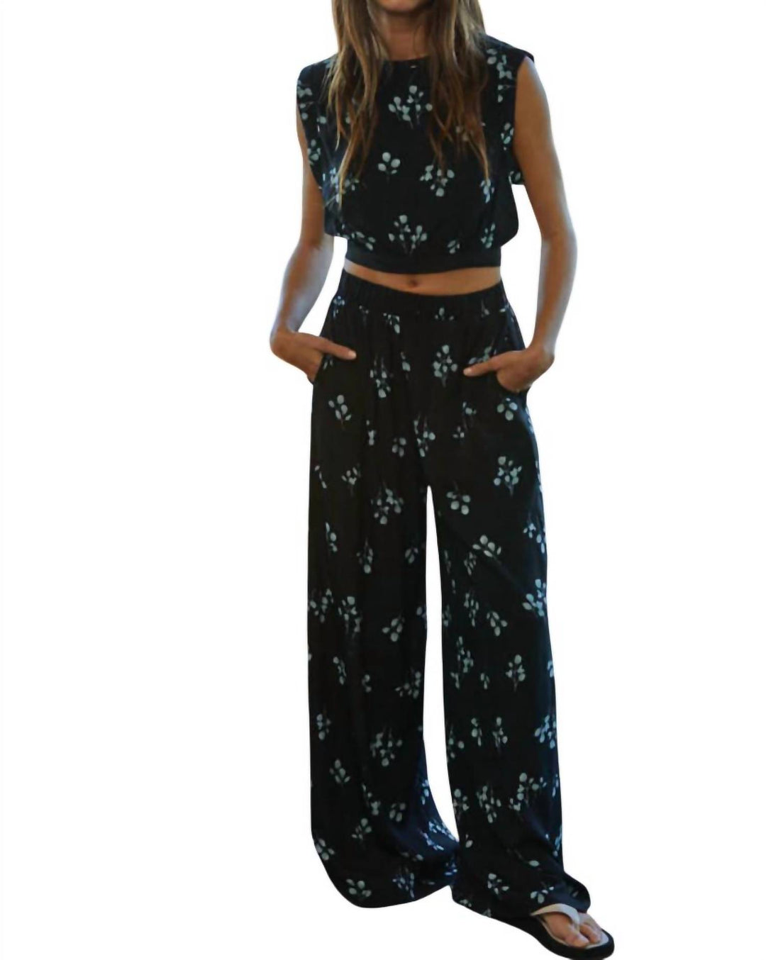 By Together Montana Woven Floral Pants In Black | ShopSimon
