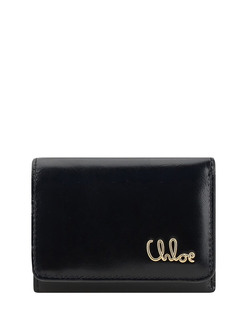 折りたたみ財布 CHLOE' Leather wallet with frontal logo Nero Chloé Chloe Logo Leather Wallet | ShopSimon