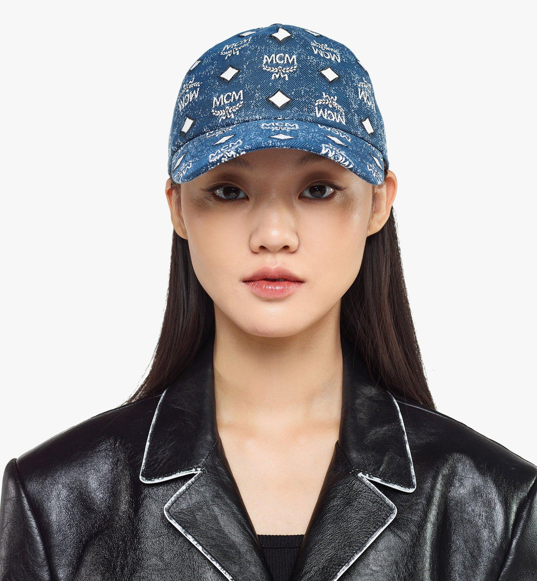 MCM Classic Cap In Vintage Denim Jacquard | ShopSimon