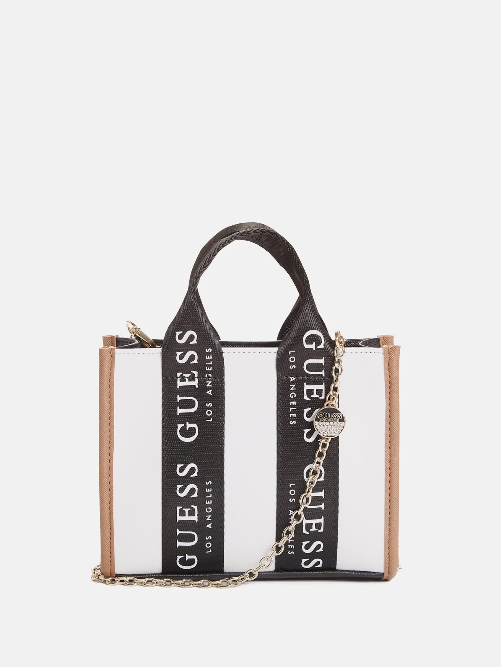 Guess ロゴテープ ストラップ ミニトート 関税送料込 Guess Factory Logo-Tape Mini Tote Crossbody | ShopSimon