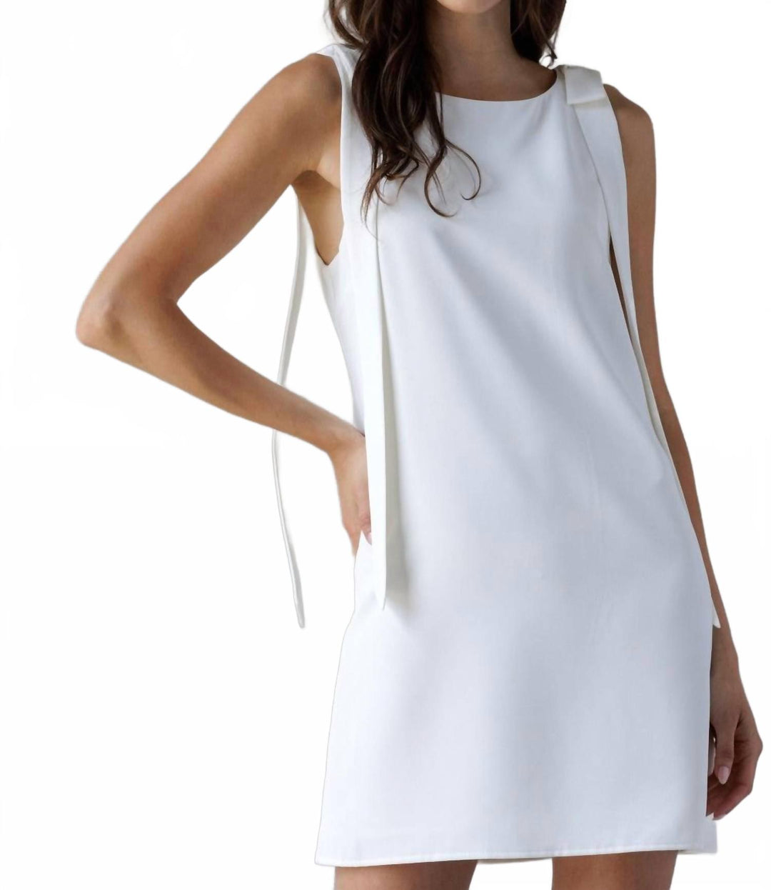 cinq a sept loreli combo mini dress STORIA Jackie O Bow A-Line Shift Mini Dress In White