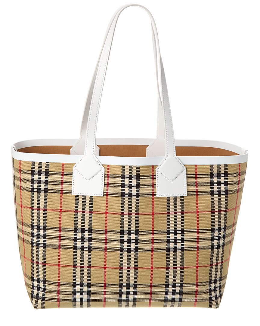 Burberry London Medium Check Canvas & Leather Tote | ShopSimon