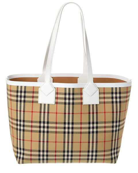 Burberry London Medium Check Canvas & Leather Tote | ShopSimon