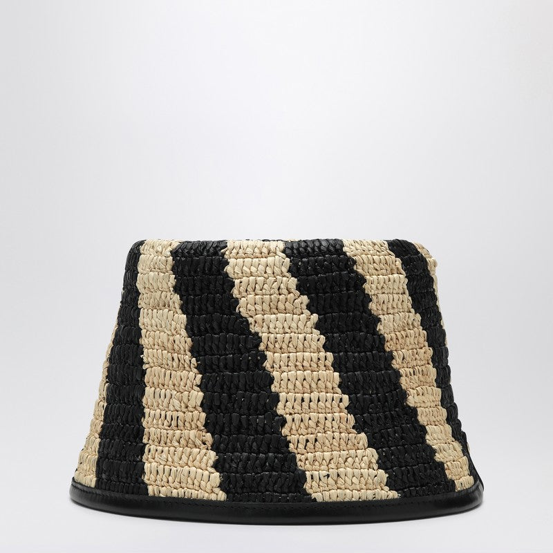 帽子・その他 JACQUEMUS Le Bob Soli striped raffia bucket hat Jacquemus Le Bob Soli Raffia & Brown Leather Bucket Hat