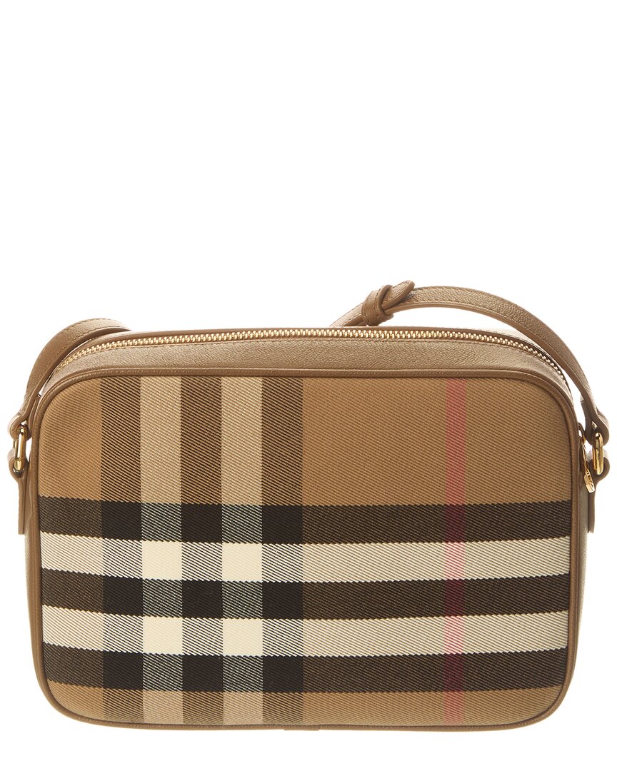 burberry small leather trimmed gabardine backpack Burberry Check Canvas & Leather Camera Bag