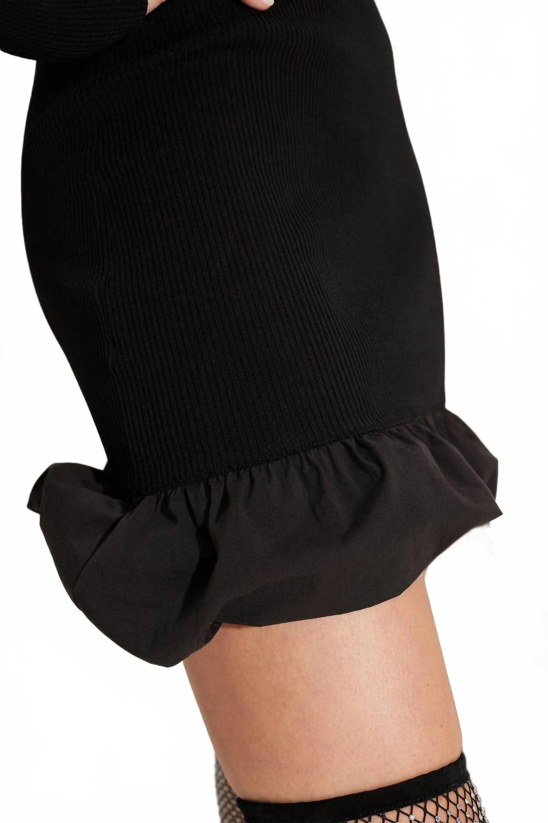 SIMON MILLER Otto Knit Poplin Combo Dress In Black | ShopSimon