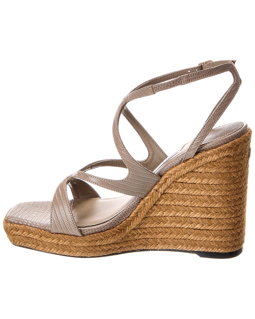 Jimmy Choo Ayla 110 Lizard-embossed Leather Wedge Sandal