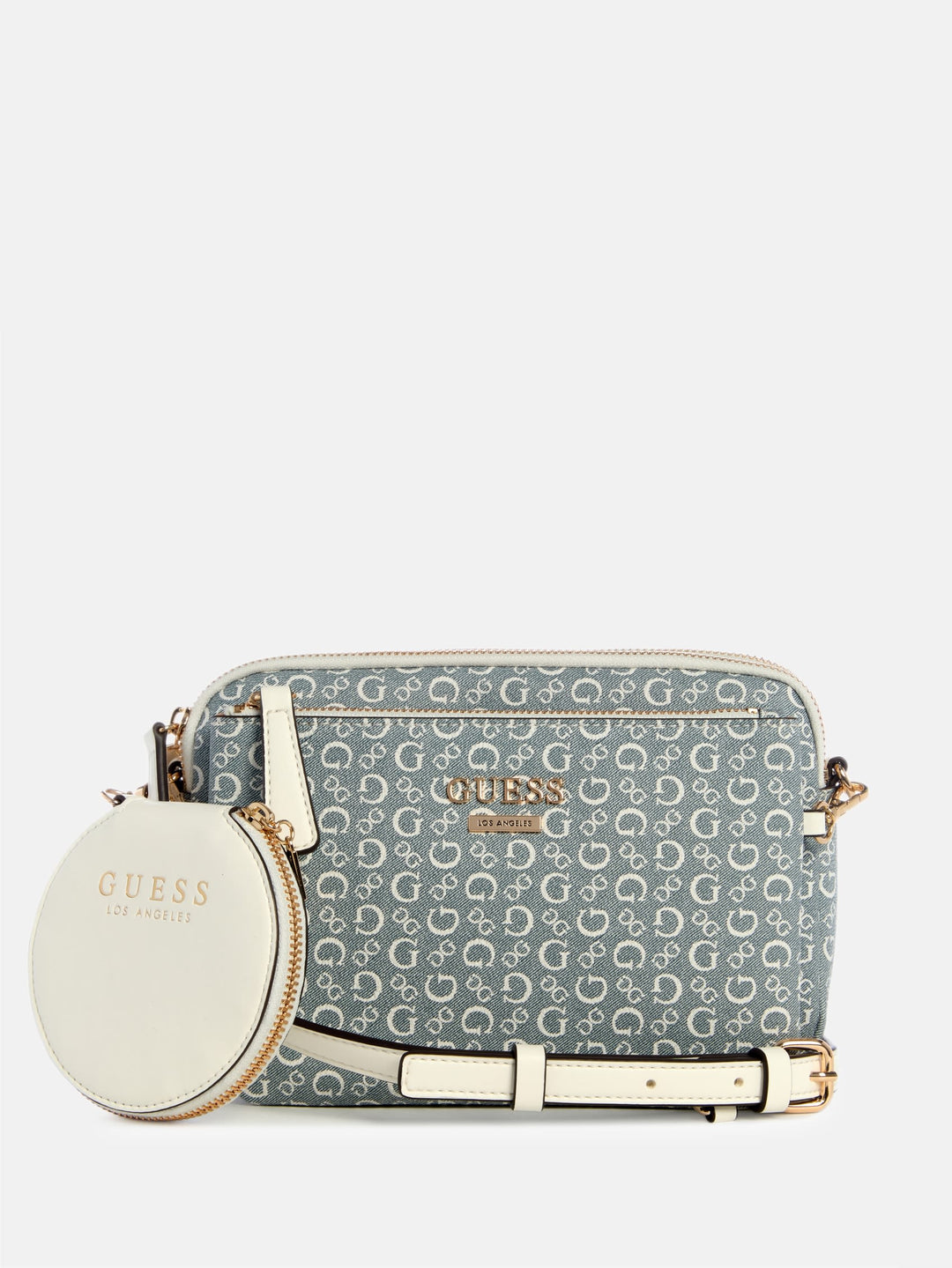 Guess Factory Aengus Denim Logo Dual-Zip Mini Crossbody ShopSimon