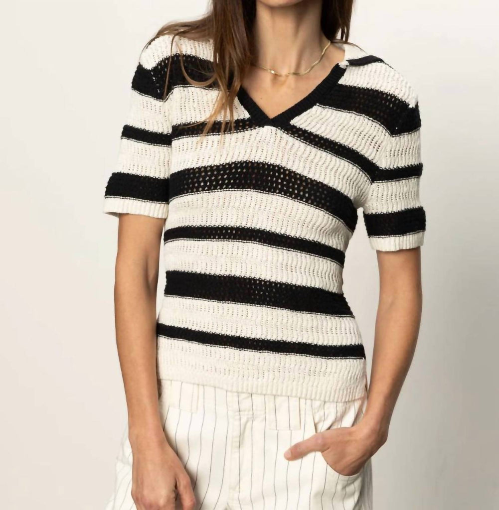 (取寄) サンクチュアリ レディース ニット カラード トップ Sanctuary women Knitted Collared Top Black/Chalk Sanctuary Knitted Collared Top in Black & Chalk | REVOLVE