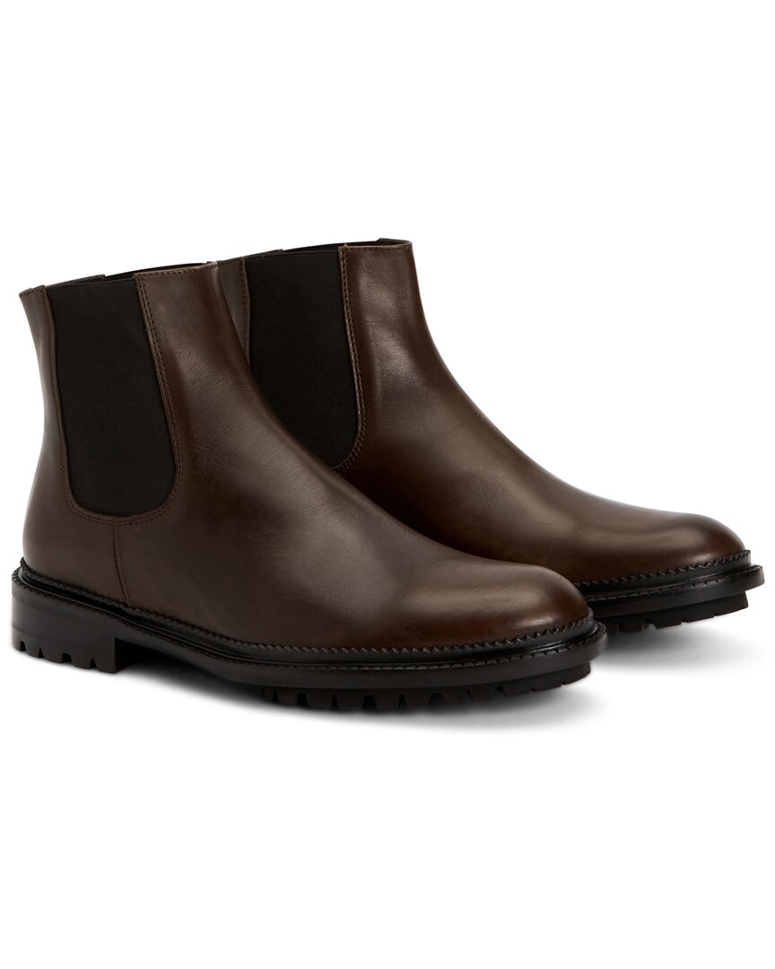 Aquatalia Men’s Size 5.5 Brown Leather Chelsea Boots | Waterproof Lug Sole Italy Aquatalia - Bernardo Dark Brown Tumbled Leather Lace Up Boot main image 3