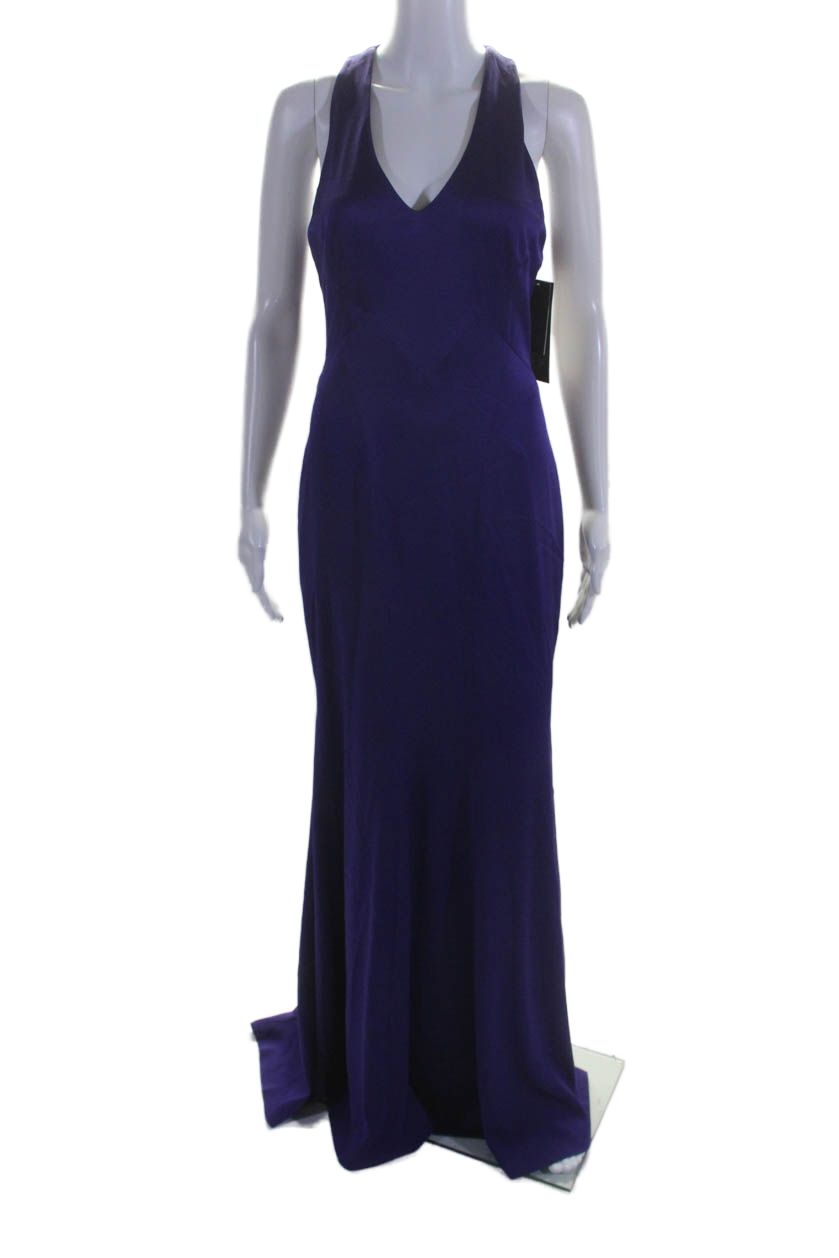 Theia Theia Womens Satin Sleeveless V Neck Evening A Line Ball Gown Purple,Specials : American Fashion Style Bags On Sale