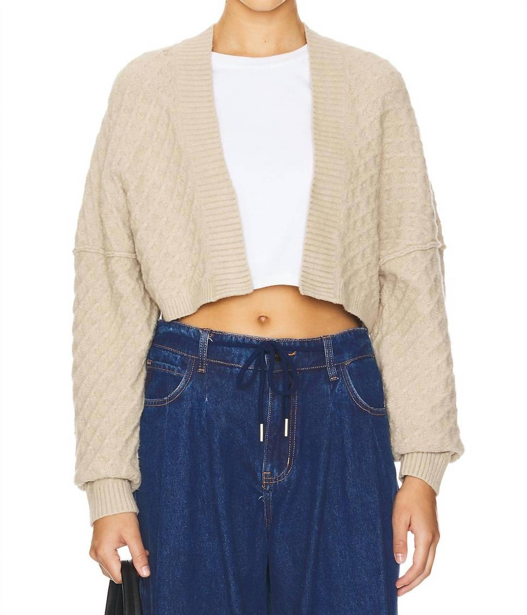 Free People Marlowe Textured Crop Cardigan In Feather Grey ShopSimon - Main Image