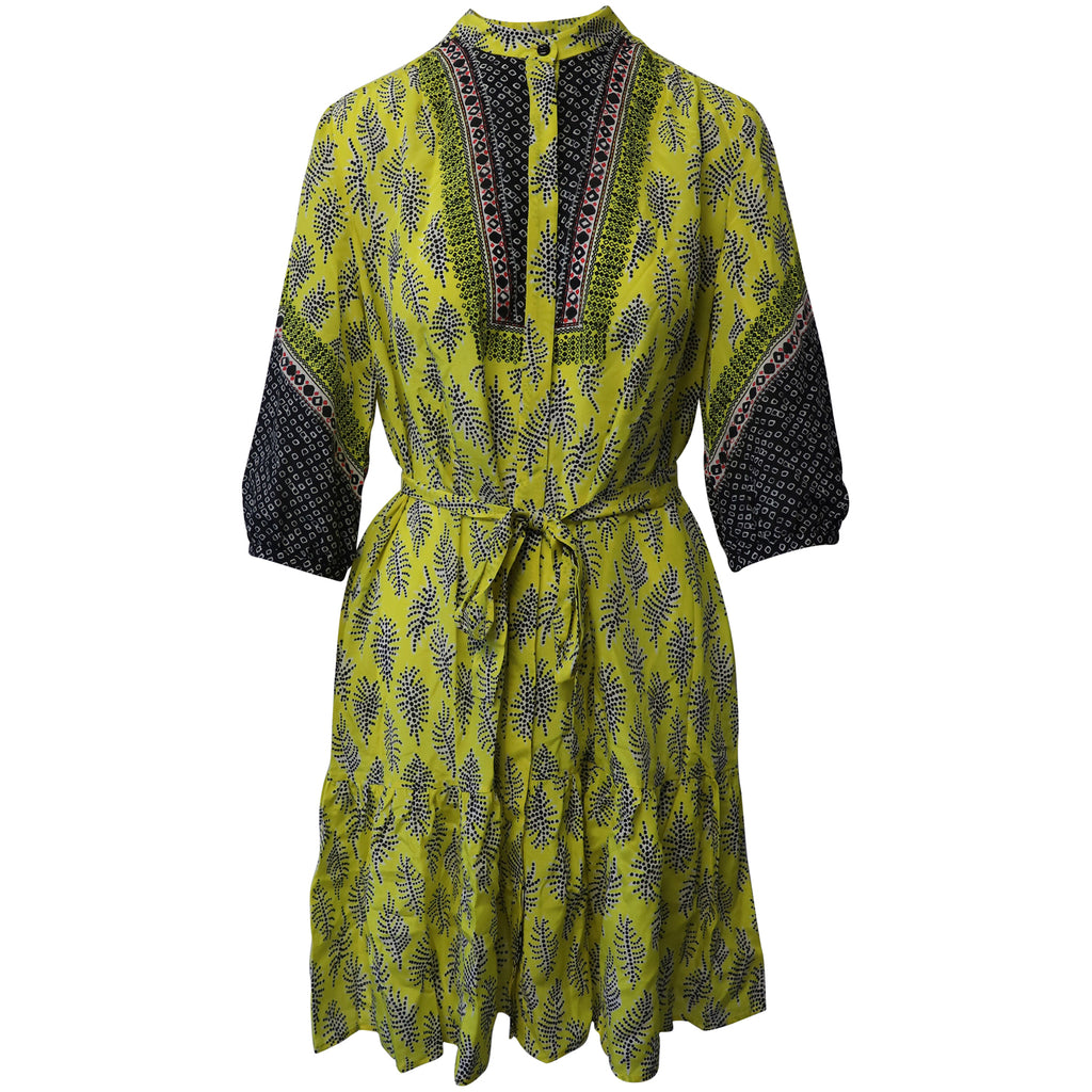 Saloni Tyra Printed Mini Dress In Yellow Silk Crepe De Chine