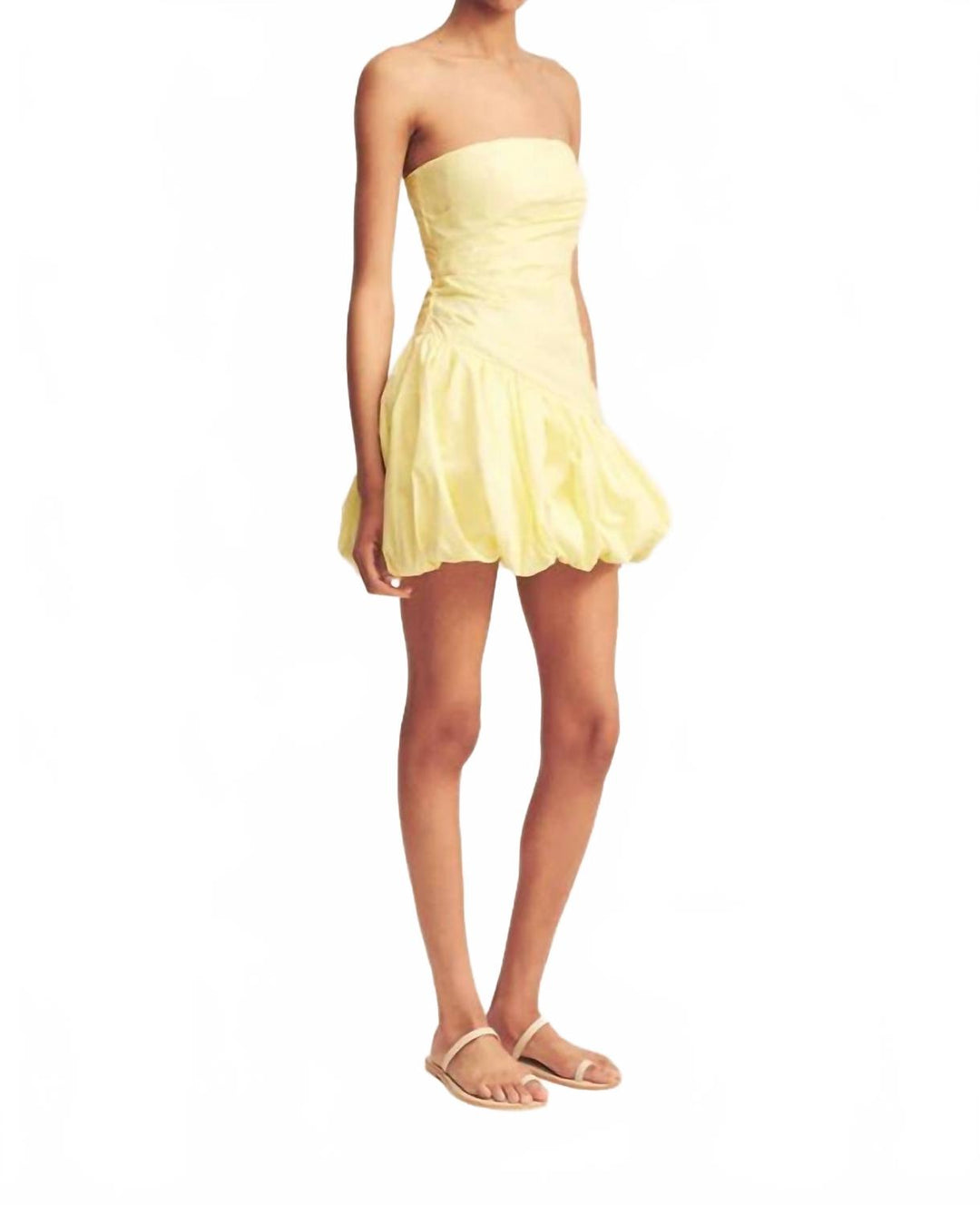 maiori strapless tiered maxi dress Shona Joy Maiori Strapless Bubble Mini Dress In Lemon