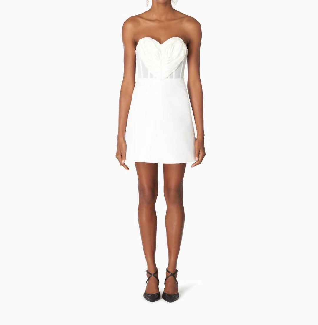carolina herrera white mini dress Carolina Herrera Strapless Sweetheart Neck Mini Dress In Off White