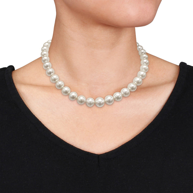 Mimi & Max 1012mm White South Sea Graduated Pearl Strand Necklace With