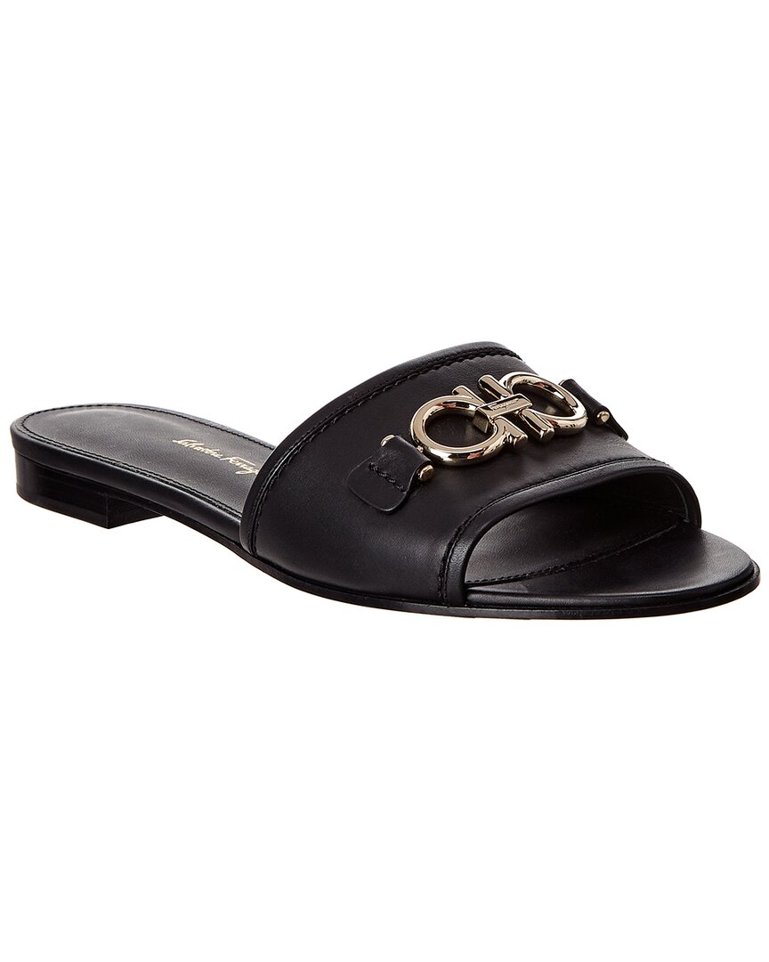 Salvatore Ferragamo Ferragamo Gancini Leather Slide | ShopSimon