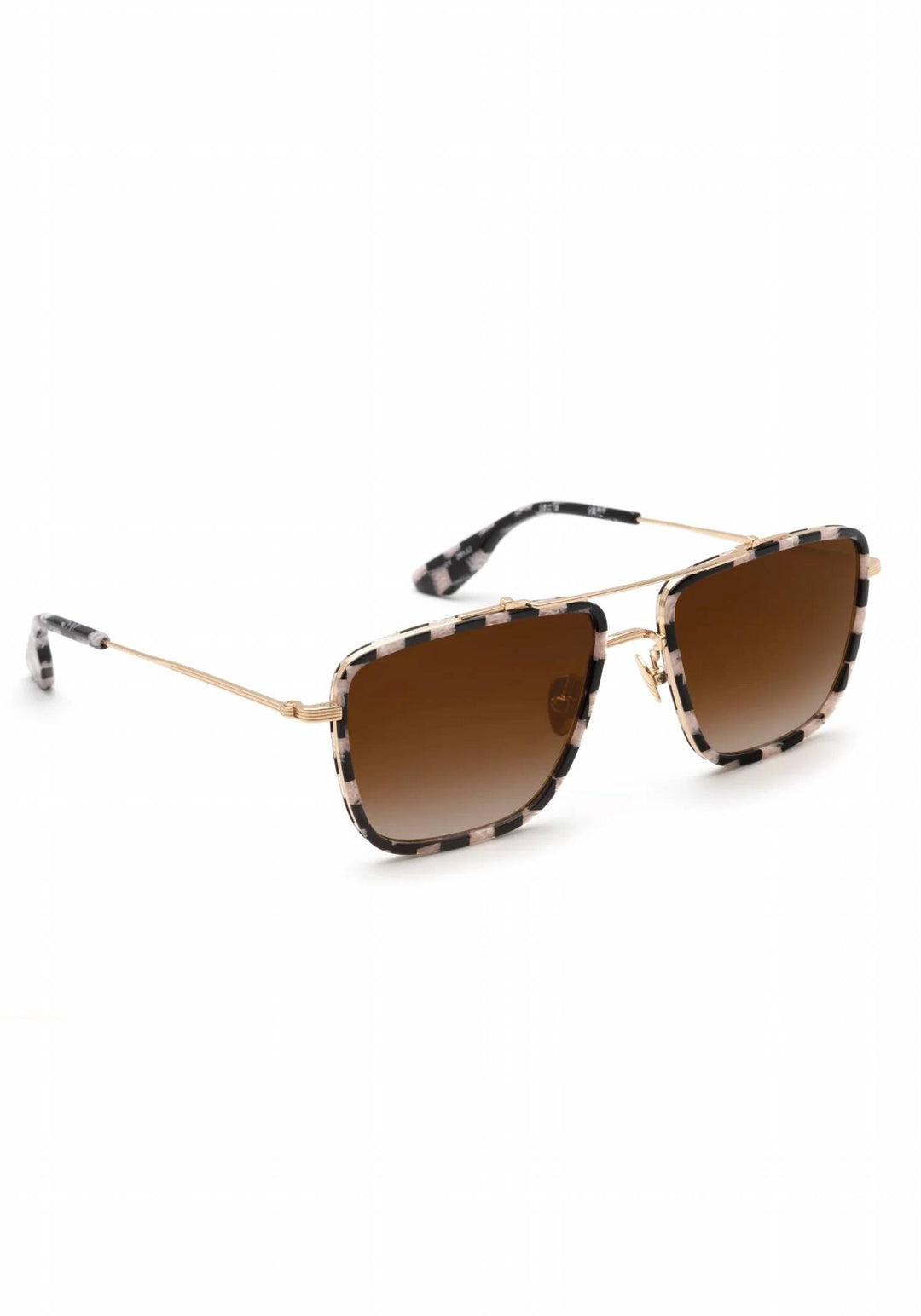 KREWE VAIL Tortoise 12K Gold Titanium Square Navigator Sunglasses 56-18 Gray ASHTON | Tuscan Tortoise 12K | KREWE main image 3