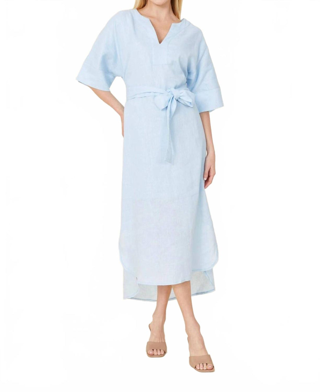 DOLCE CABO Linen Maxi Dress In Light Blue