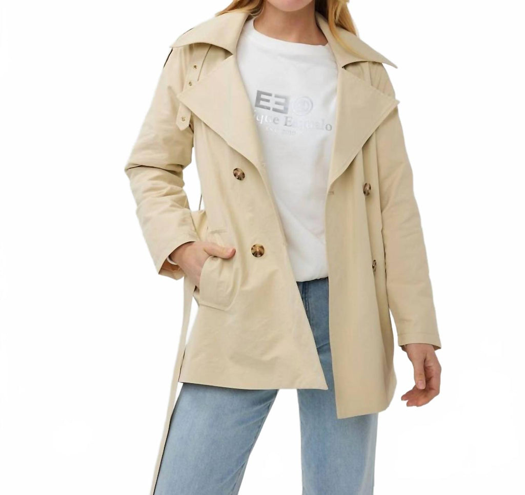 ESQUALO Midi Trench Coat In Sand ShopSimon