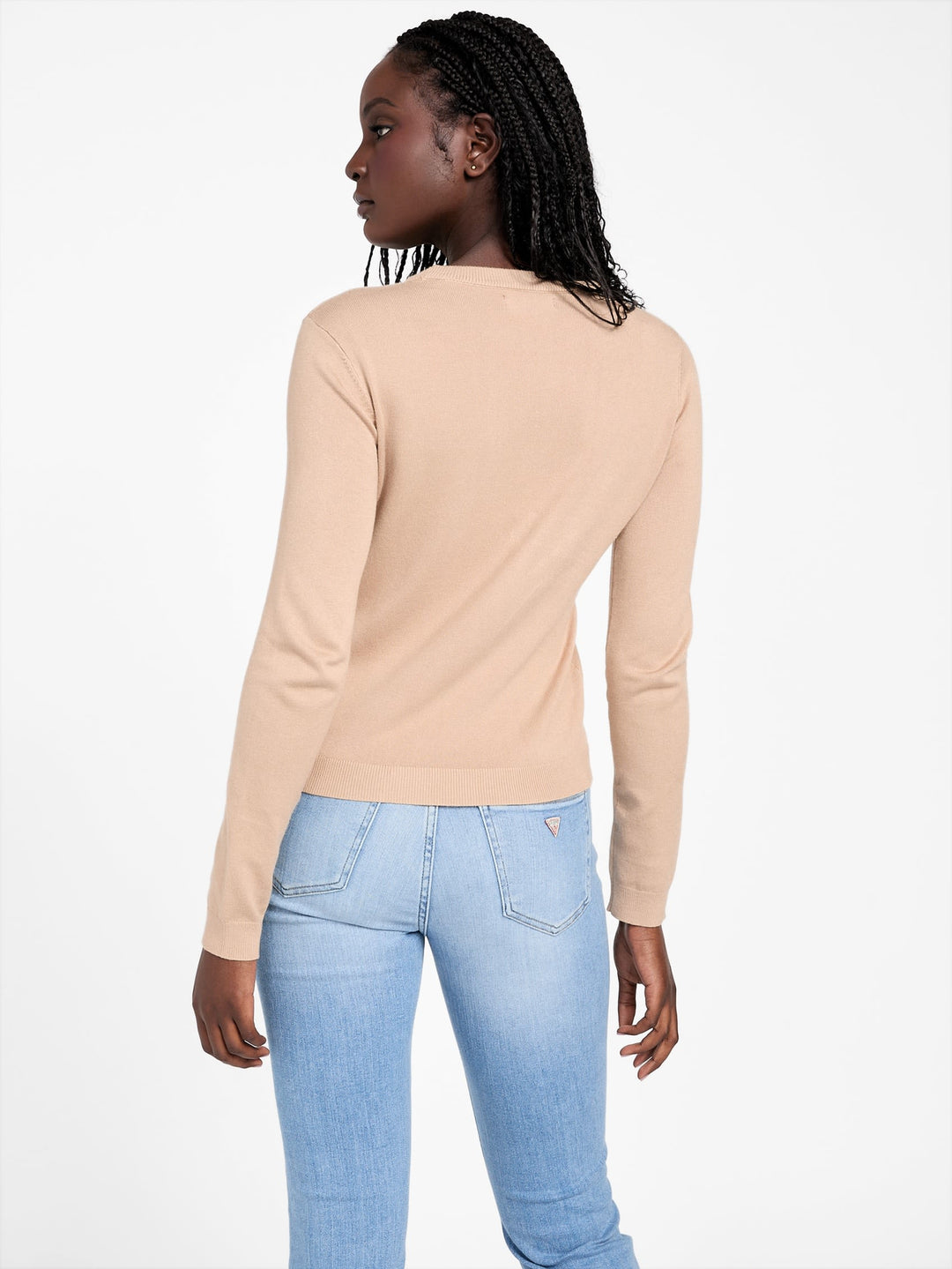 Guess Factory Peggy Rhinestone Logo Sweater | ShopSimon