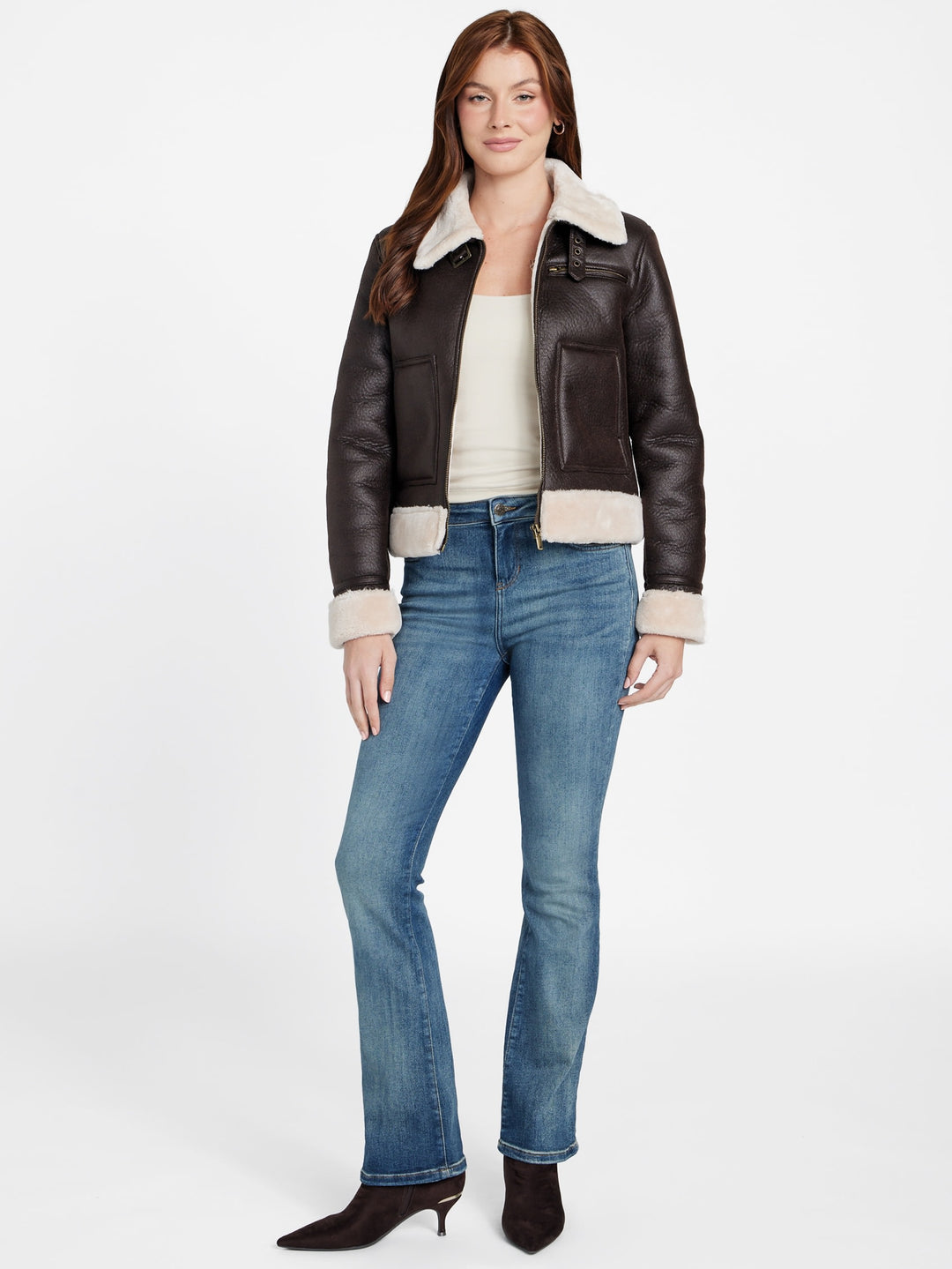 Guess Factory Lily Faux-Leather and Shearling Jacket | ShopSimon