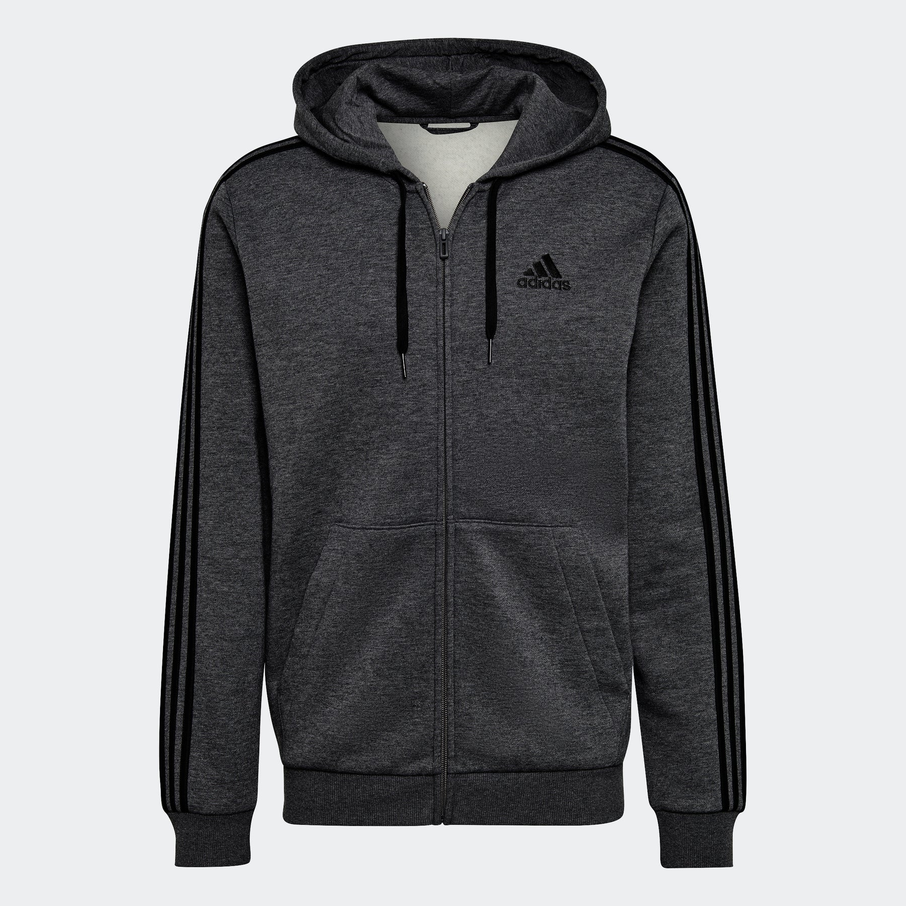 Adidas originals three stripe zip thru hoodie in grey online