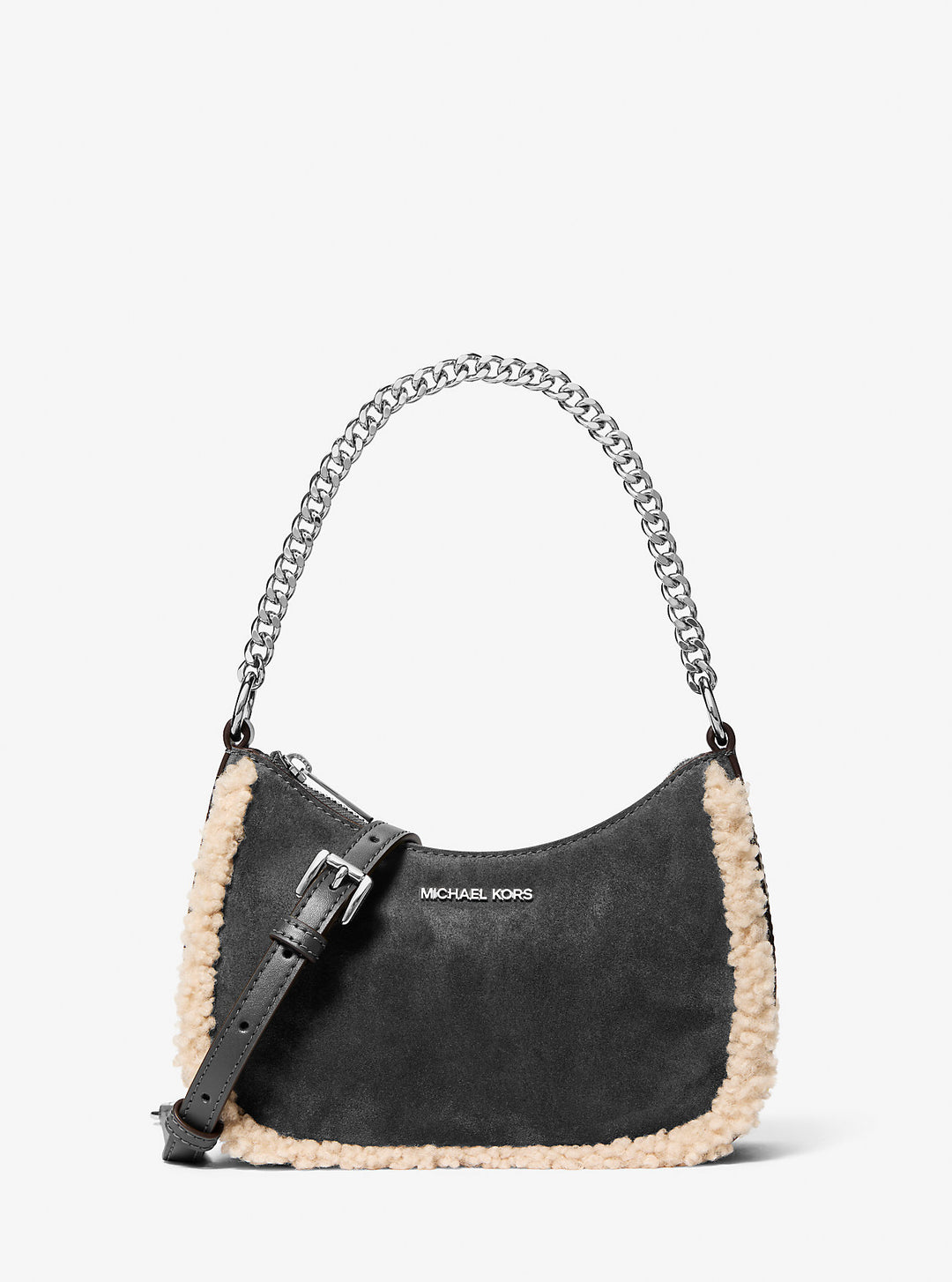 Michael Kors Outlet Jet Set Small Suede and Faux Shearling