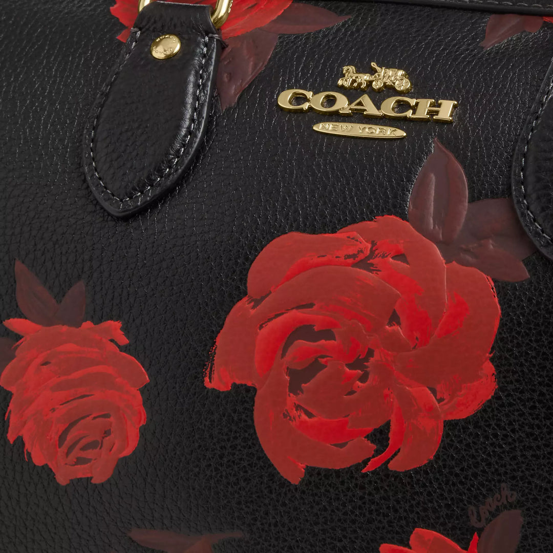 coach black and red flowers backpack Coach Outlet Rowan Large Satchel Bag With Floral Print