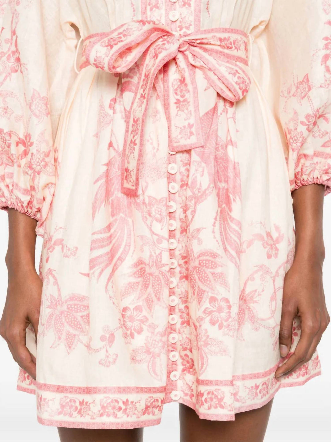 オールインワン・サロペット Zimmermann Lucky Plunge Mini Dress Lucky Plunge Mini Dress Cream/Pink Floral Online | Zimmermann