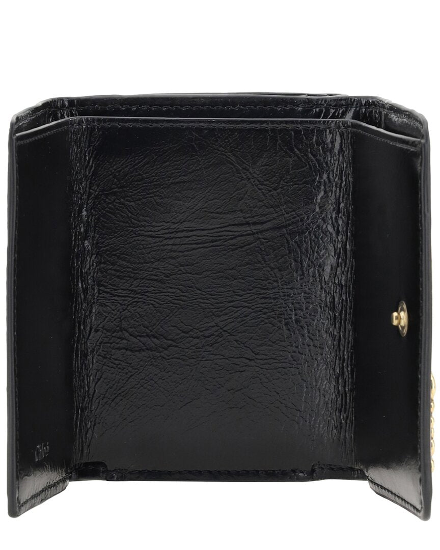 折りたたみ財布 CHLOE' Leather wallet with frontal logo Nero Chloé Chloe Logo Leather Wallet | ShopSimon