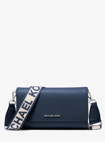 Michael Kors Jet Set Large Leather Crossbody Bag (Navy)