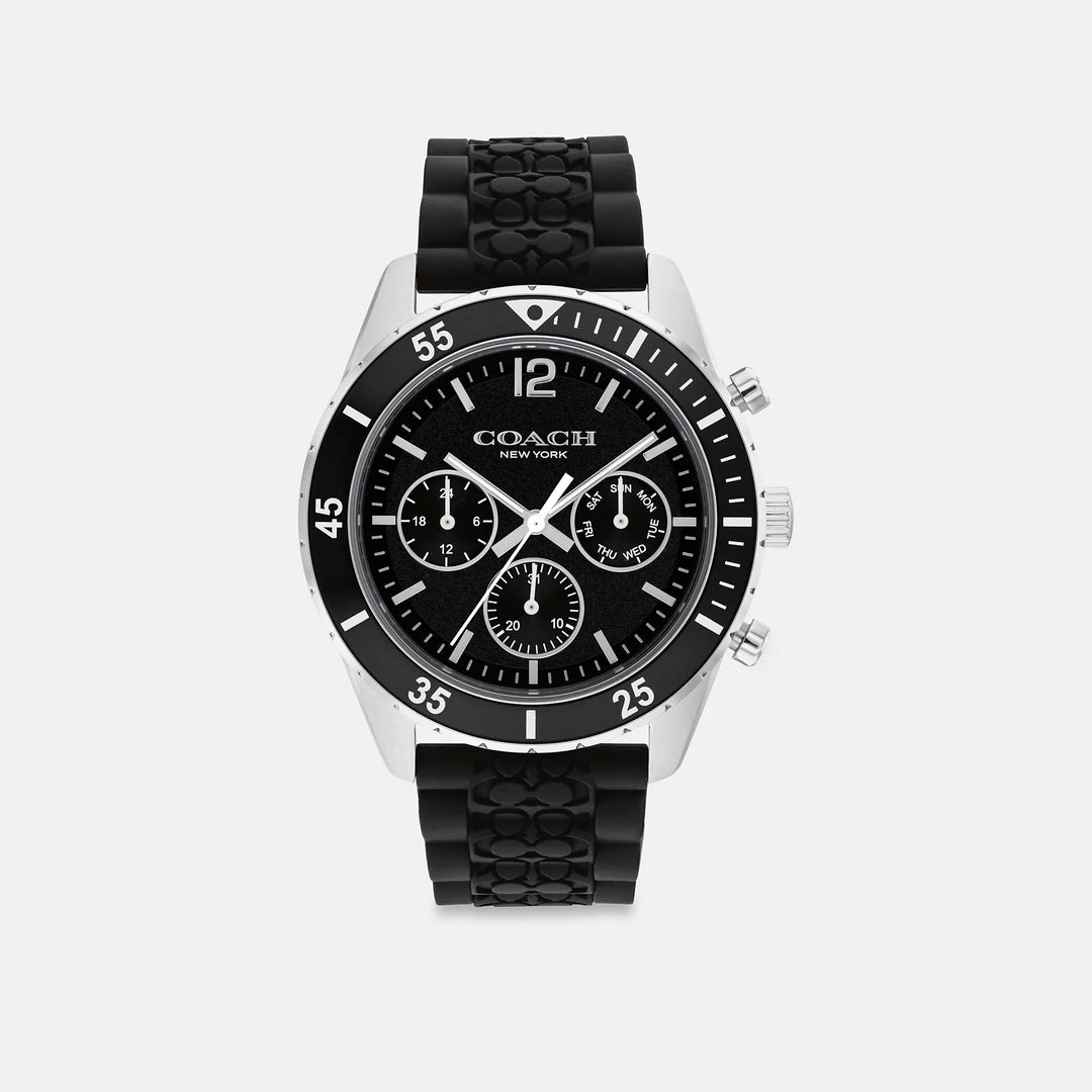 Used Coach Black Leather & Stainless Steel Watch Coach Poppy Blair Women Watch 32mm Black Leather Silver Tone  main image 4