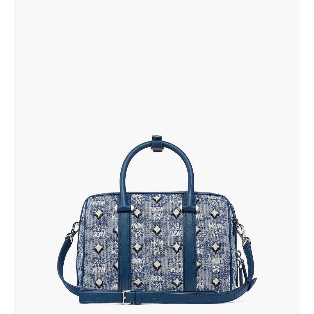 Mcm Small Boston Bag In Denim Visetos | ShopSimon