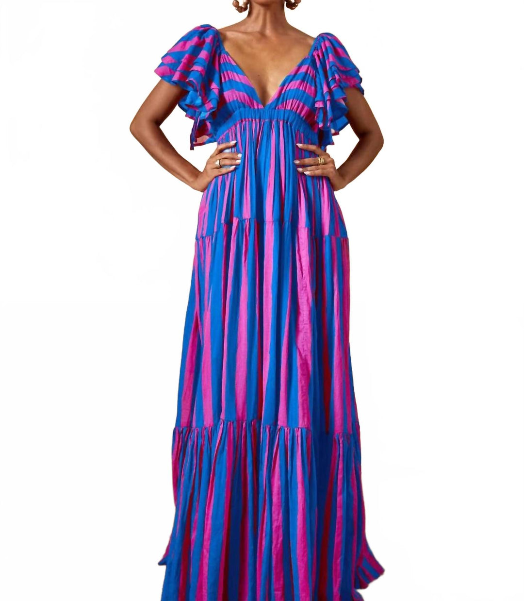 Erika Peña Vale Maxi Dress In Miami Stripe