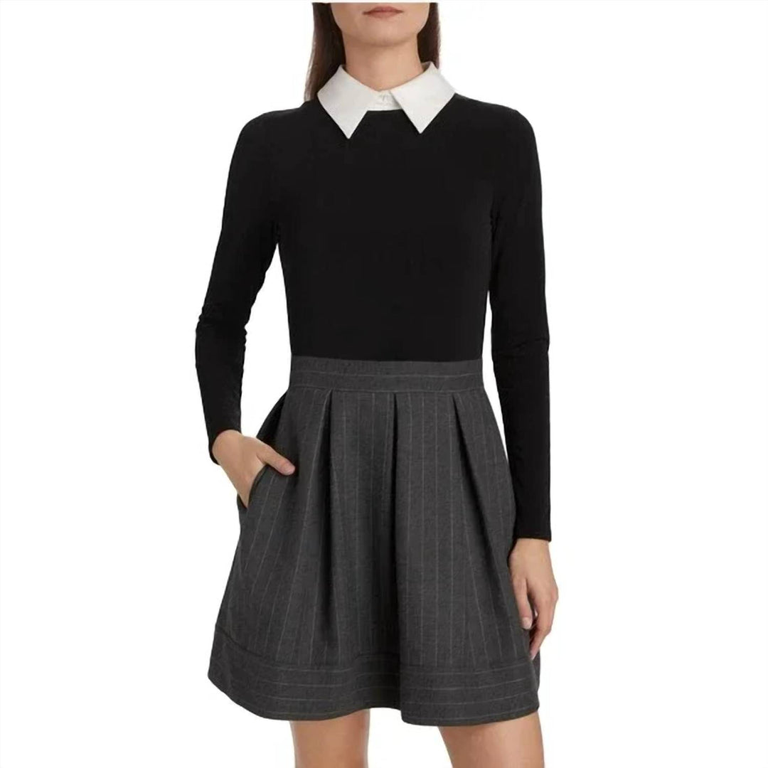 open lace back dress alice + olivia Women's Chara Long Sleeve Lace Vegan Pleated Mini Dress,  Black, 6 at Amazon Women's Clothing store main image 1