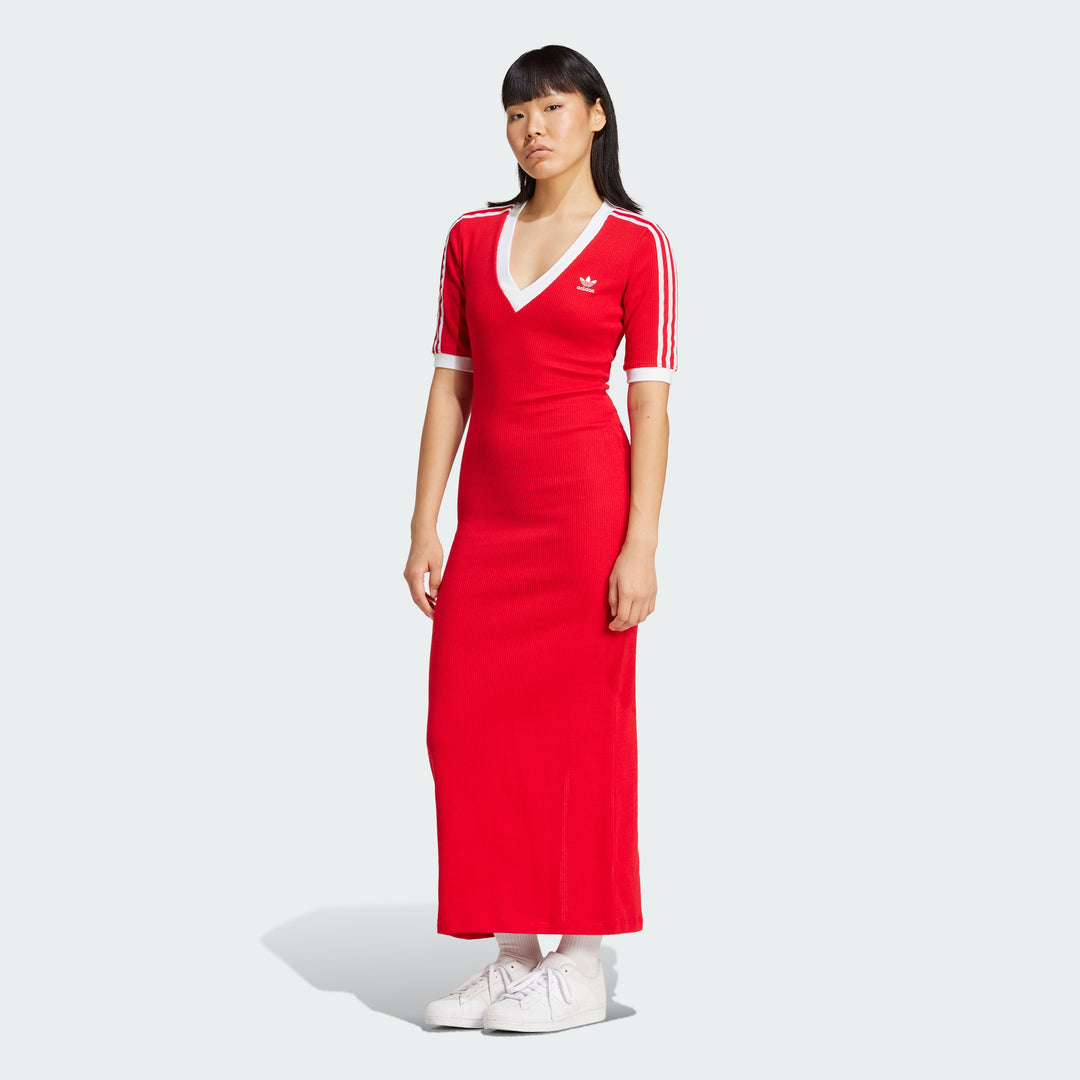 adicolor 3-stripes knit v-neck dress Adidas Originals adicolor 3 Stripes Knit V Neck Dress - Women's