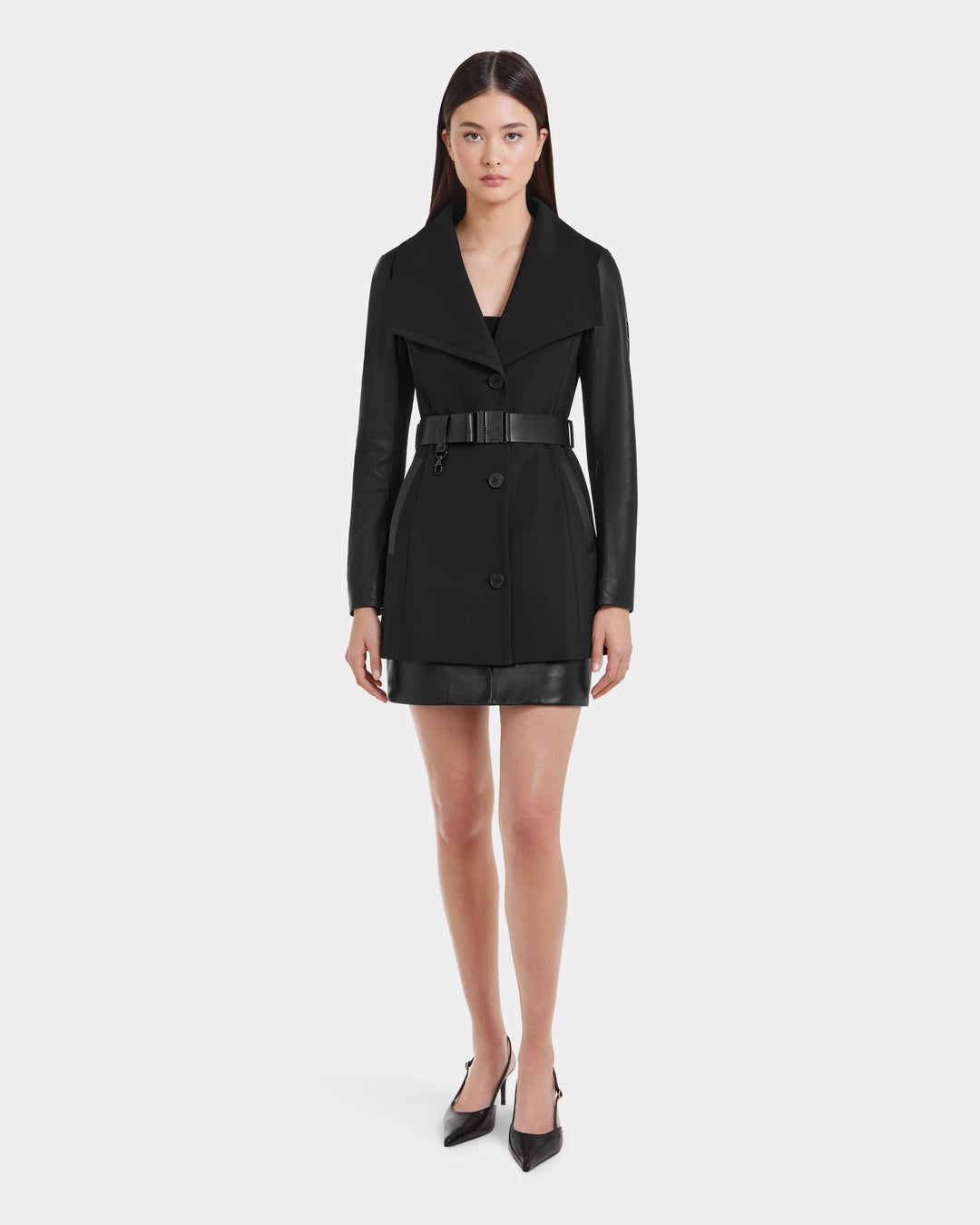 Rudsak Skylar Women's Wrap Coat with Leather Sleeves | ShopSimon