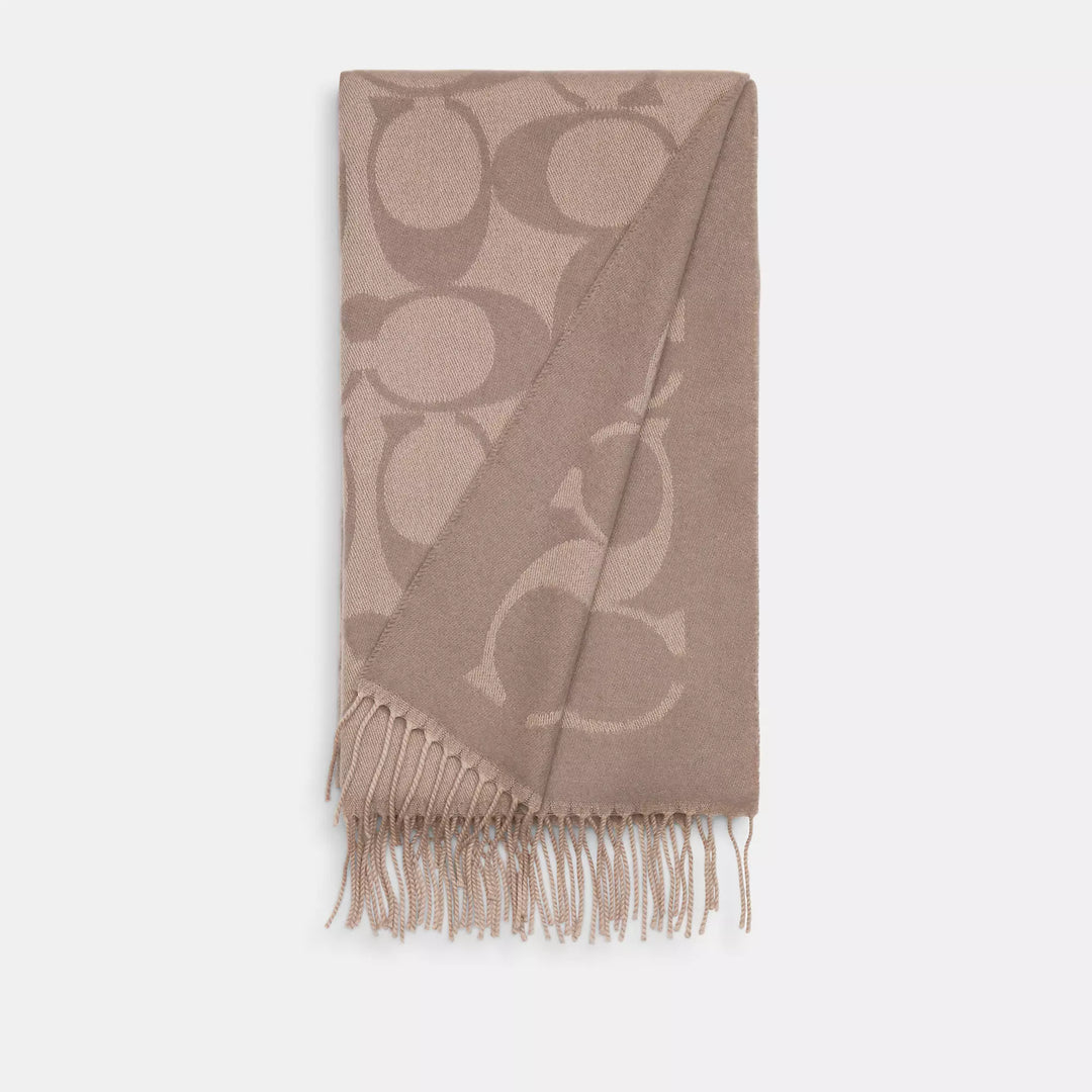 Coach Signature C Scarf Muffler Vanilla/Light Camel Tan store