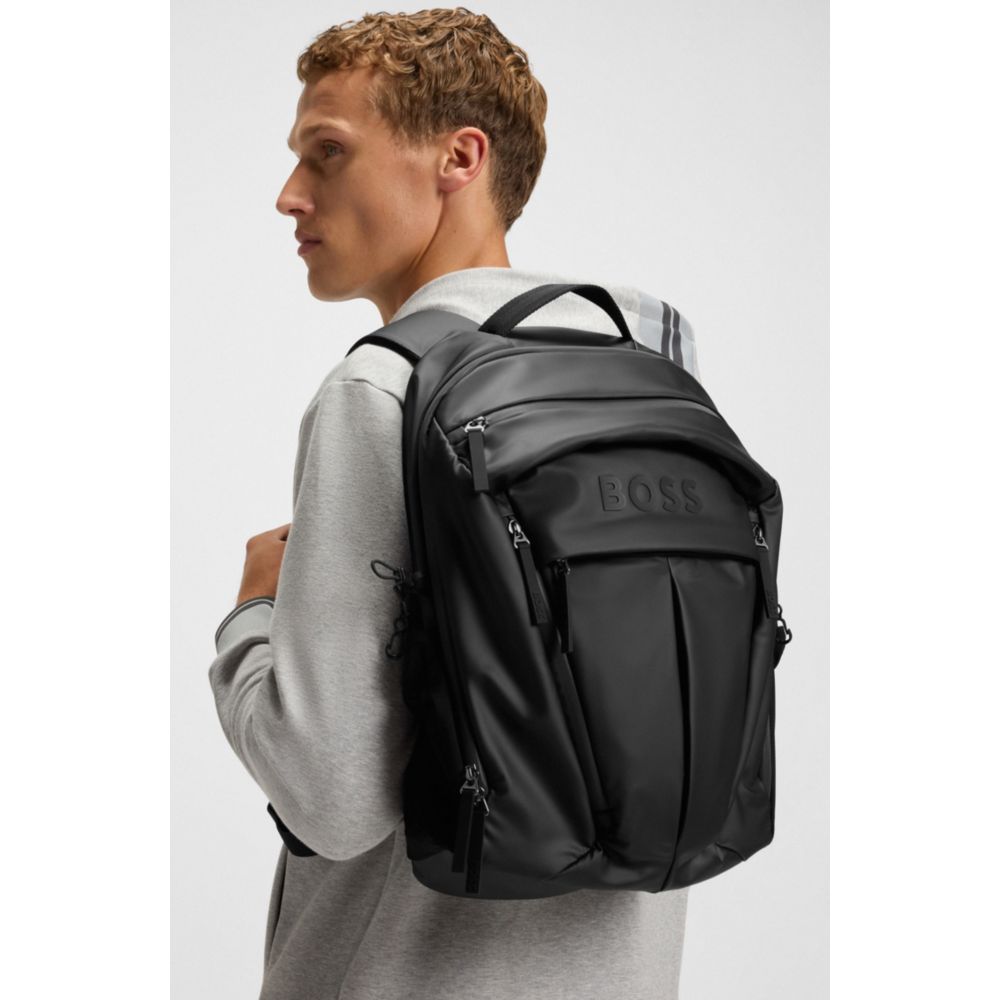 Faux-leather backpack with logo detail