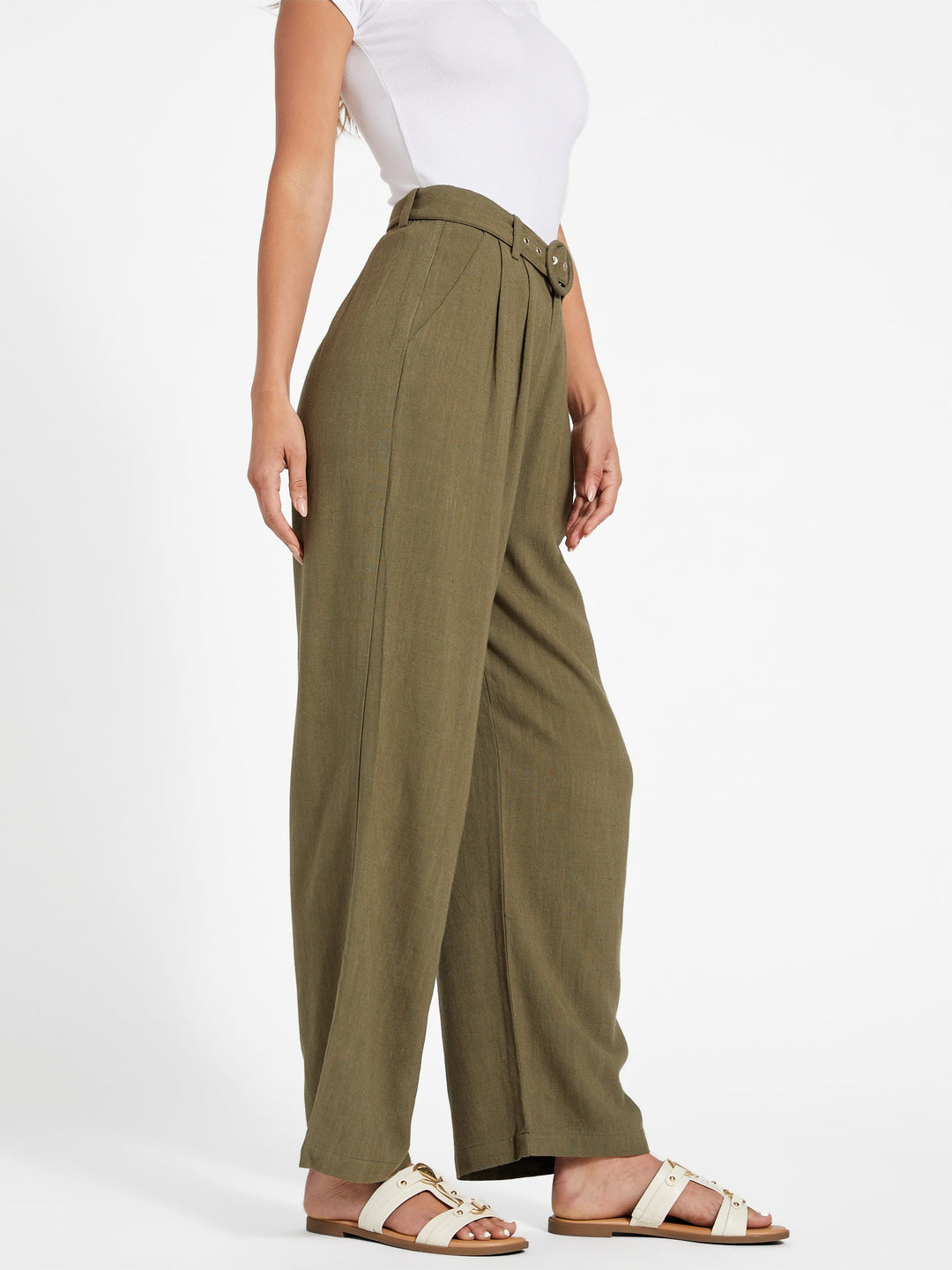 【COZINESS】LINEN BELT WIDE SLACKS ECT linen belt wide slacks (4 colors) - COZINESS | 60