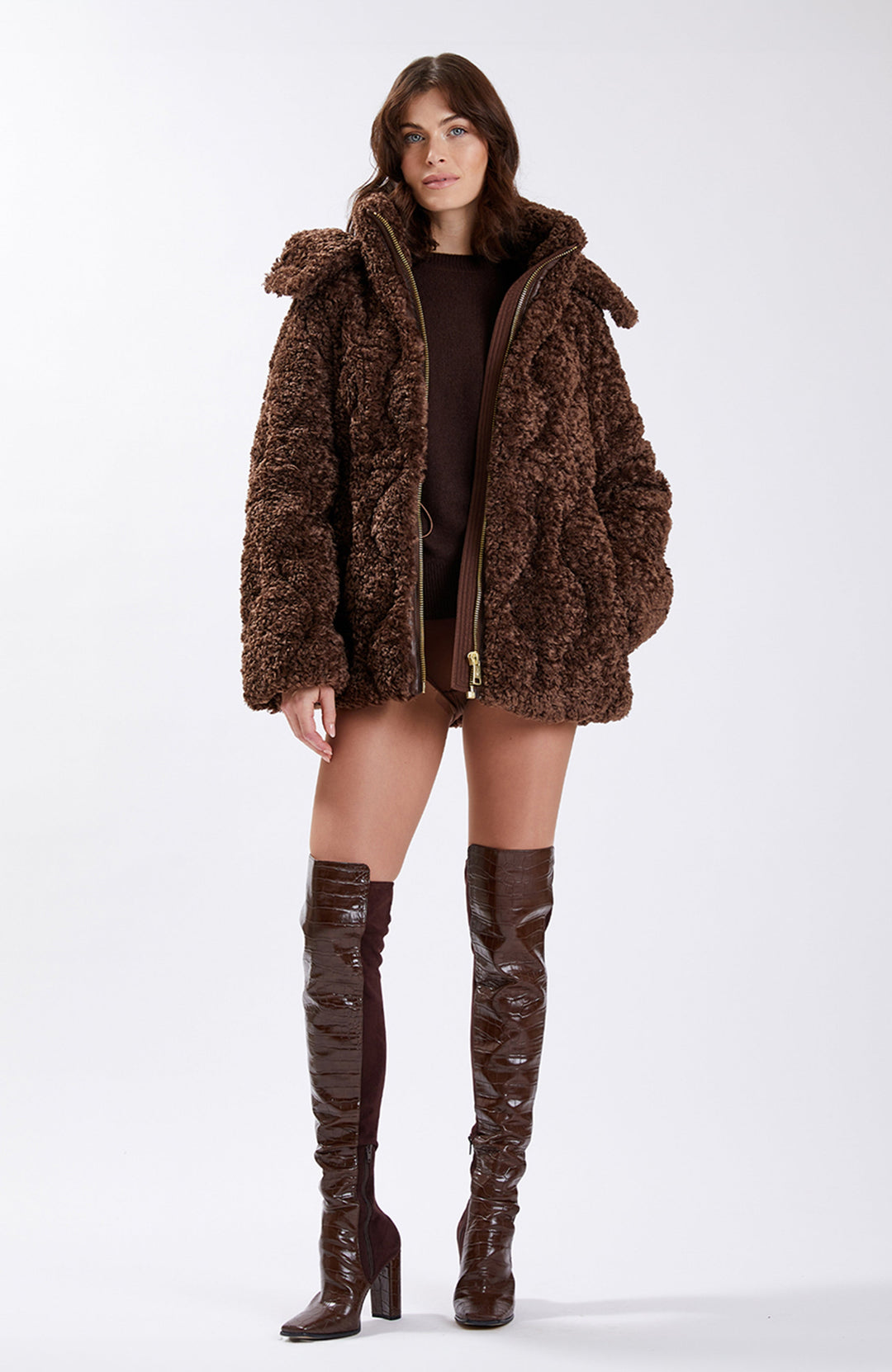 Nicole Benisti Womens Tory Oversized Shearling Jacket | ShopSimon