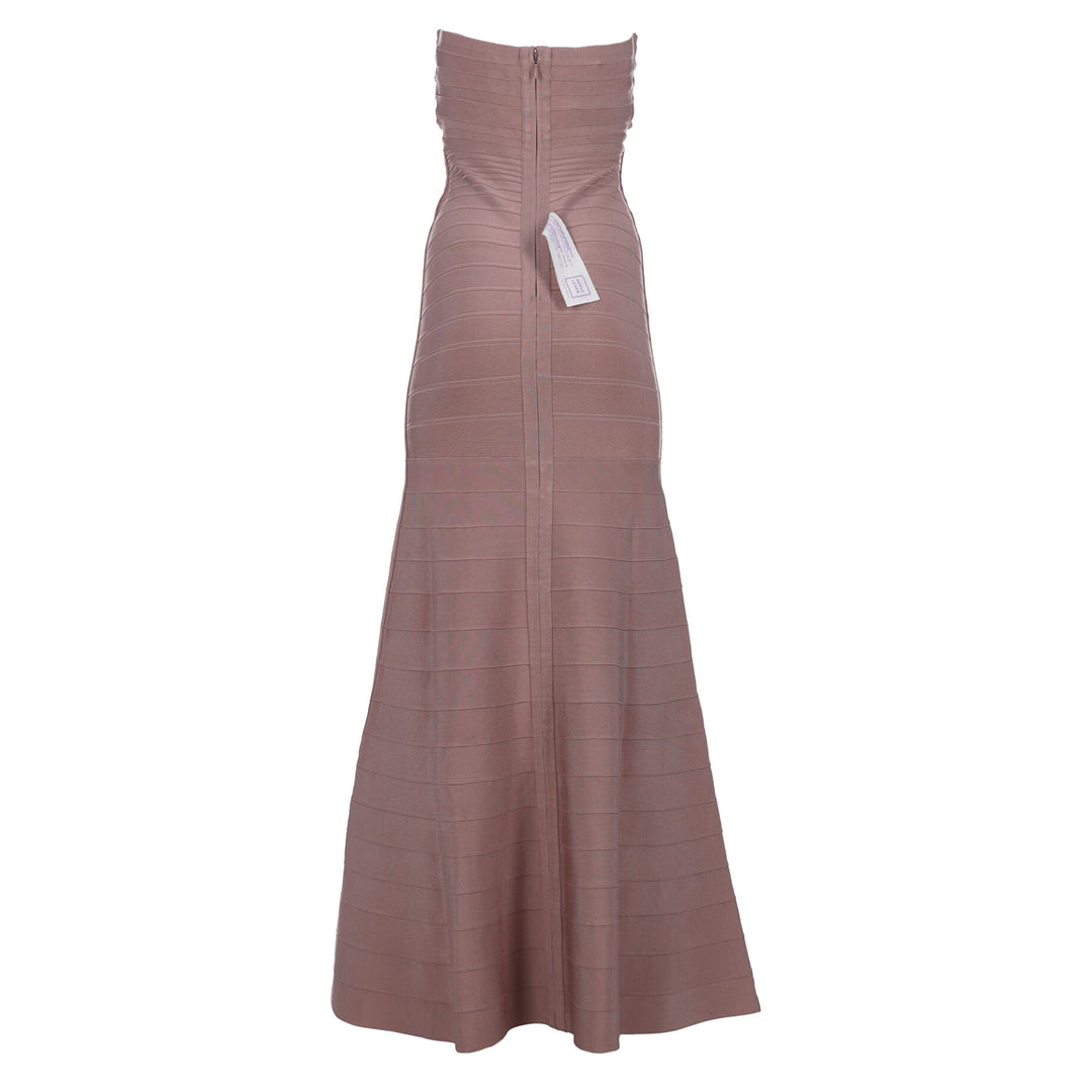 Herve Leger Sara Strapless Bandage Gown In Nude Rayon