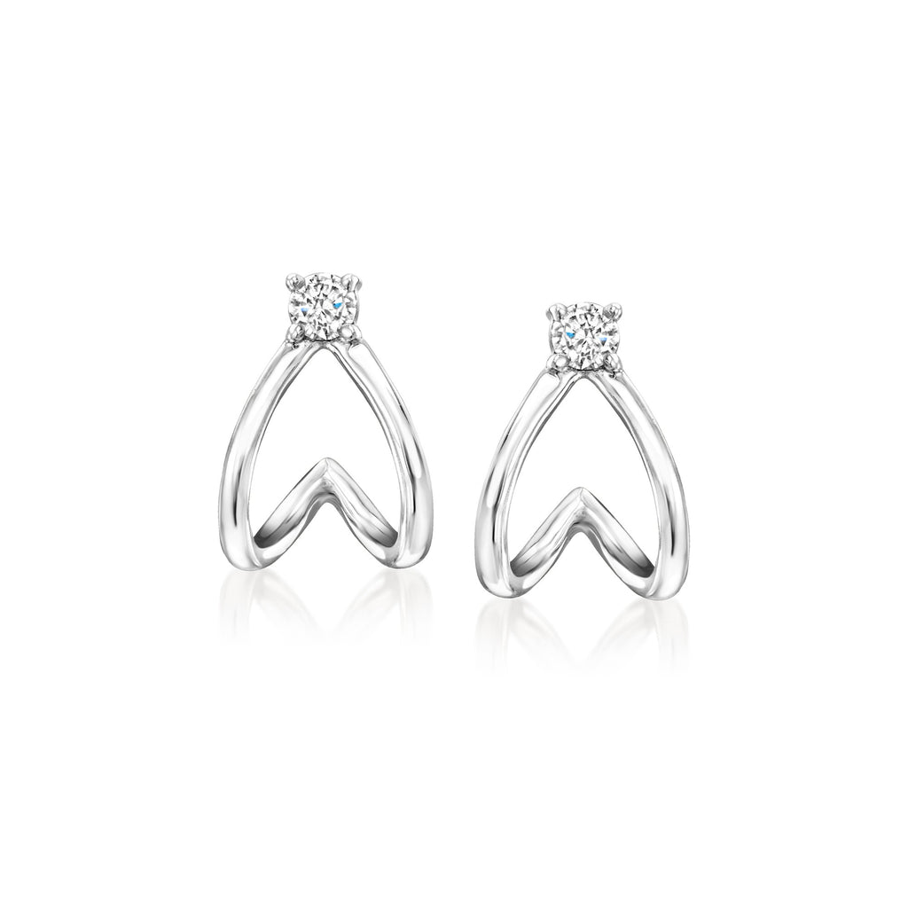 RS Pure By Ross-simons Diamond Double-split Huggie Hoop Earrings