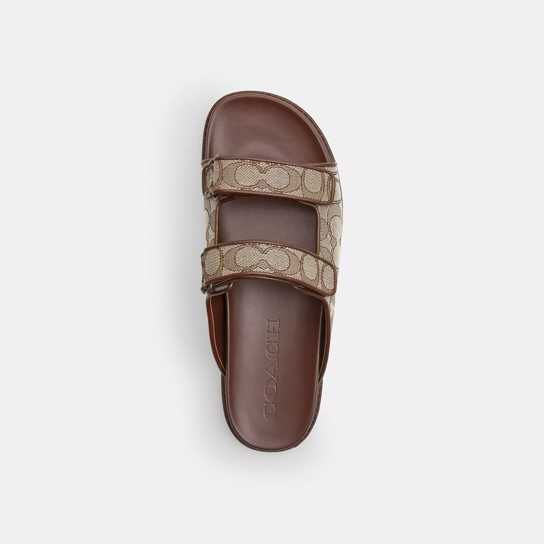 Coach Outlet Double Banded Sandal In Signature Jacquard | ShopSimon