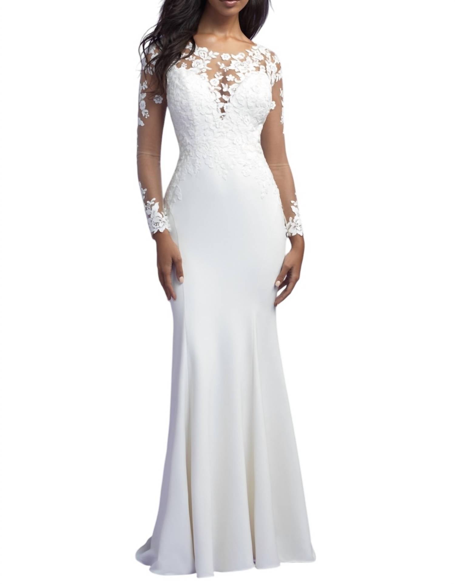 Allure Bridals Intricate Lace Appliqué Wedding Gown In Ivory/nude,All Products : American Fashion Style Bags On Sale
