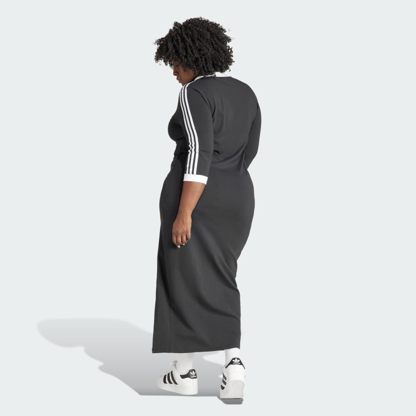 adicolor classics 3-stripes maxi dress adidas Women's Adicolor Classics 3-stripes V-neck Maxi Dress (plus Size)