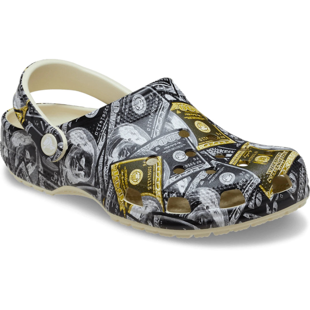 Crocs Classic Money Clog Mens 6 Womens 8 Bone Multi Hundred Dollar Bill Print Crocs Classic Money Clog | Dick main image 2