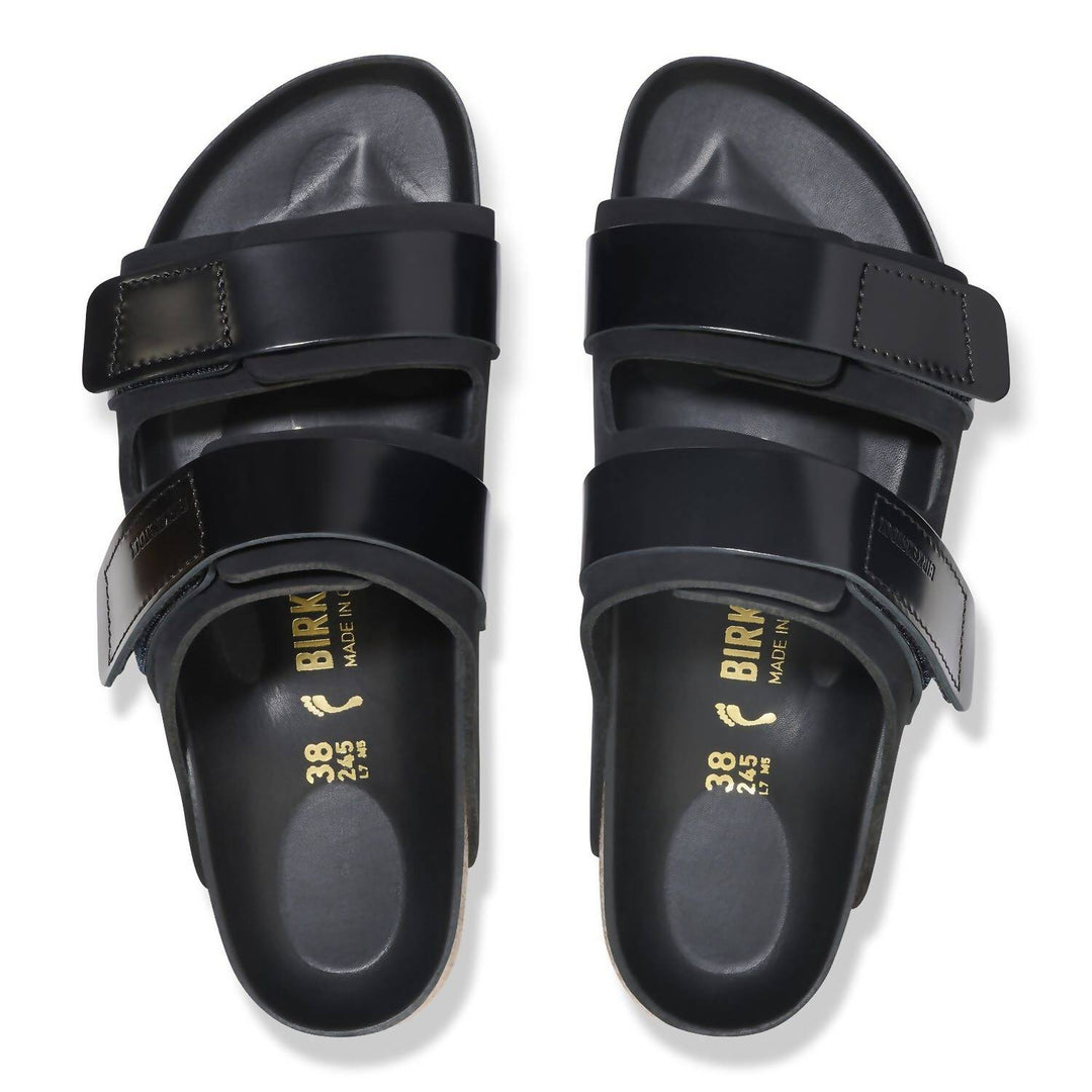 BIRKENSTOCK Unisex Uji Sandal In Black Shiny | ShopSimon